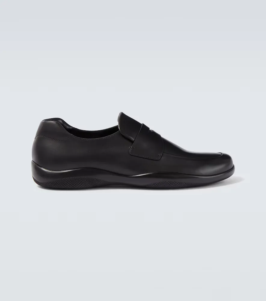 Toblach Leather Penny Loafers by Prada