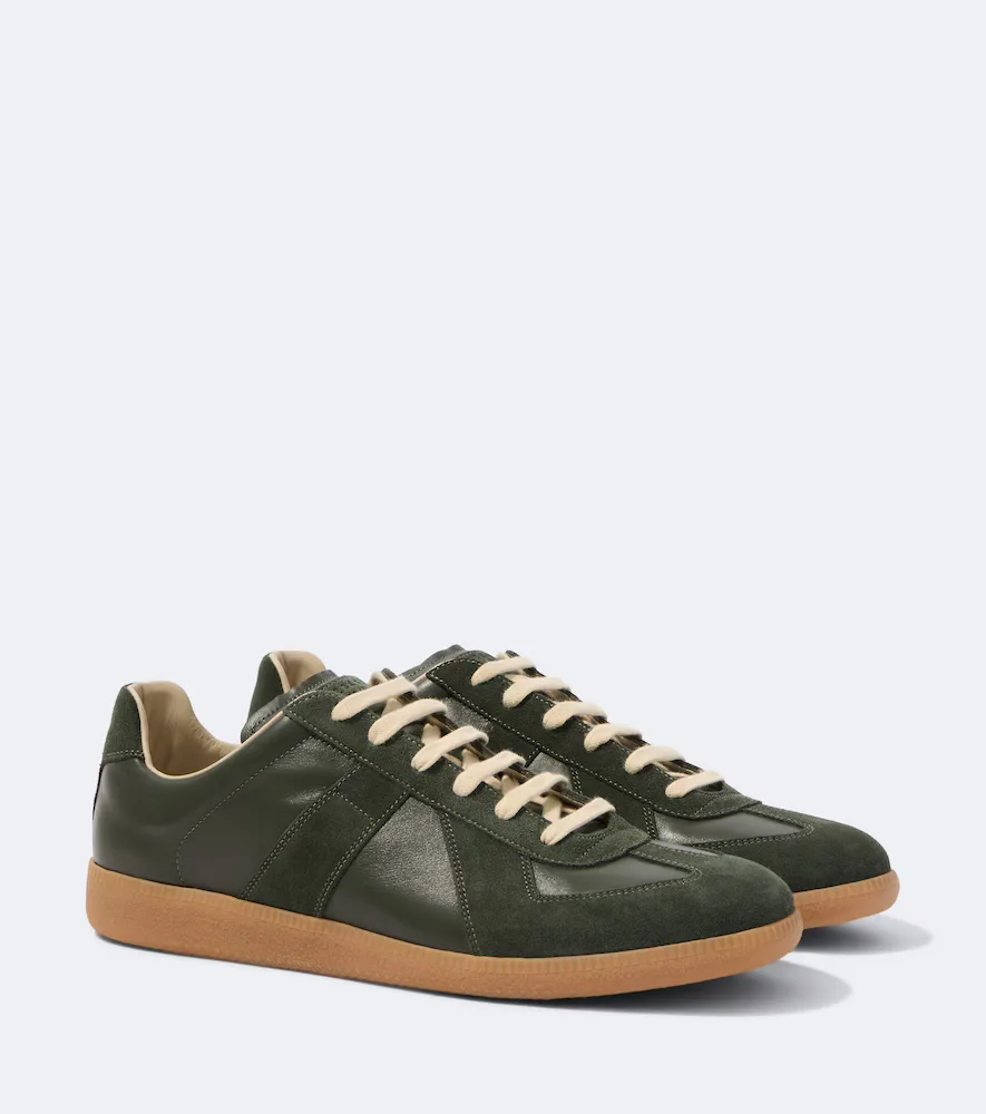 Replica Leather and Suede Sneakers by Maison Margiela