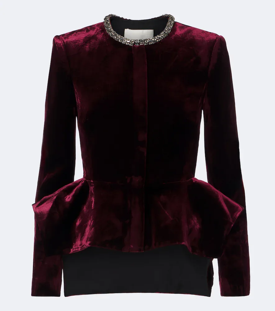 Embellished Peplum Velvet Blazer by Roland Mouret