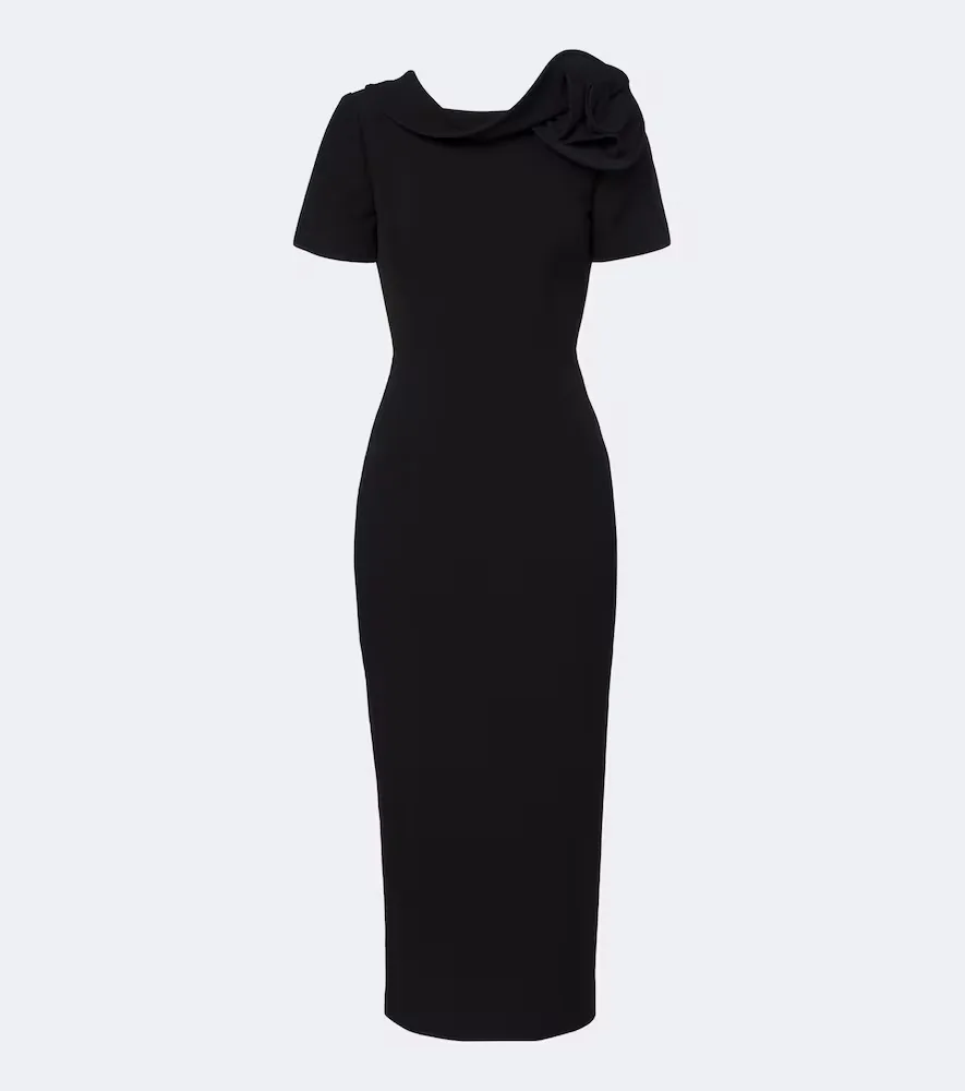 Floral-Appliqu Crpe Midi Dress by Roland Mouret