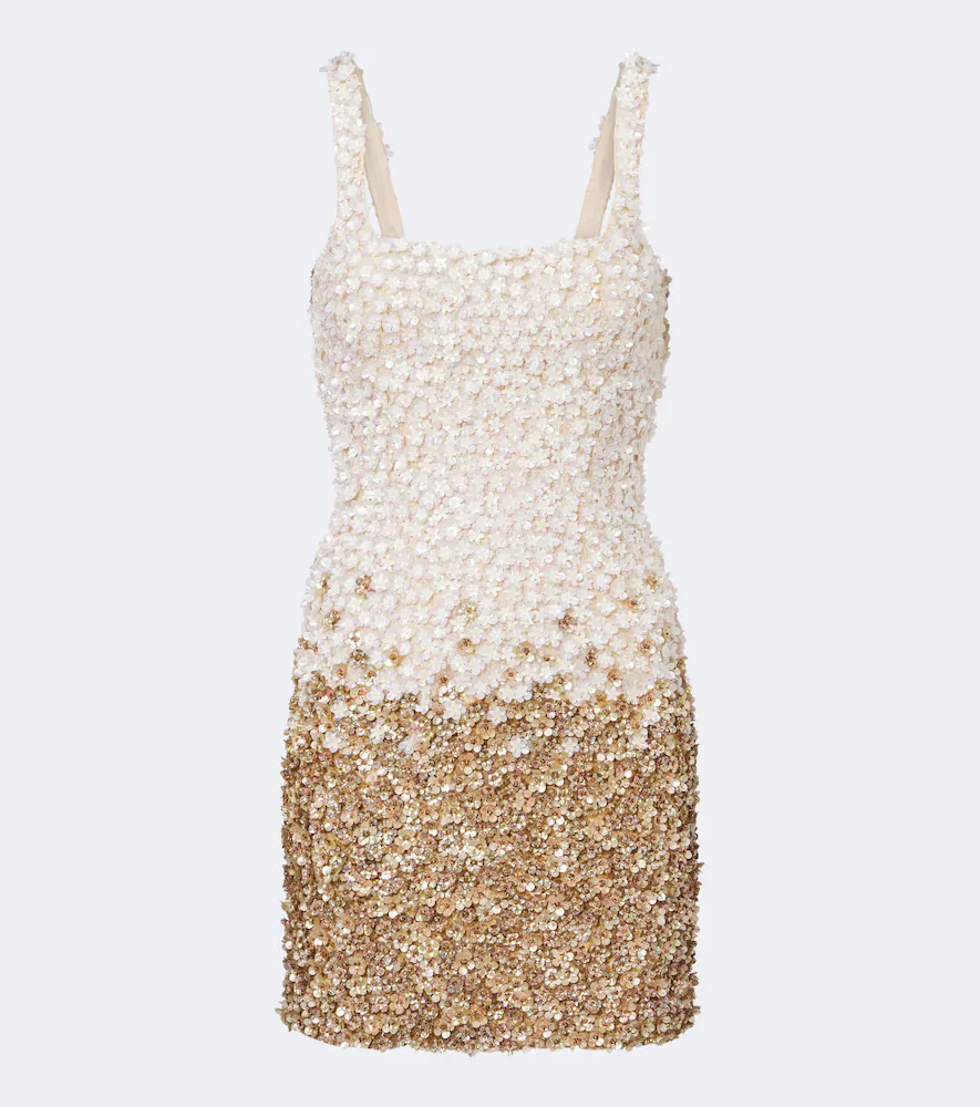 Embellished Floral Silk Minidress by La Fuori
