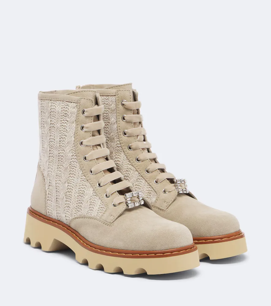 Viv Rangers Truck Knitted Suede Ankle Boots by Roger Vivier