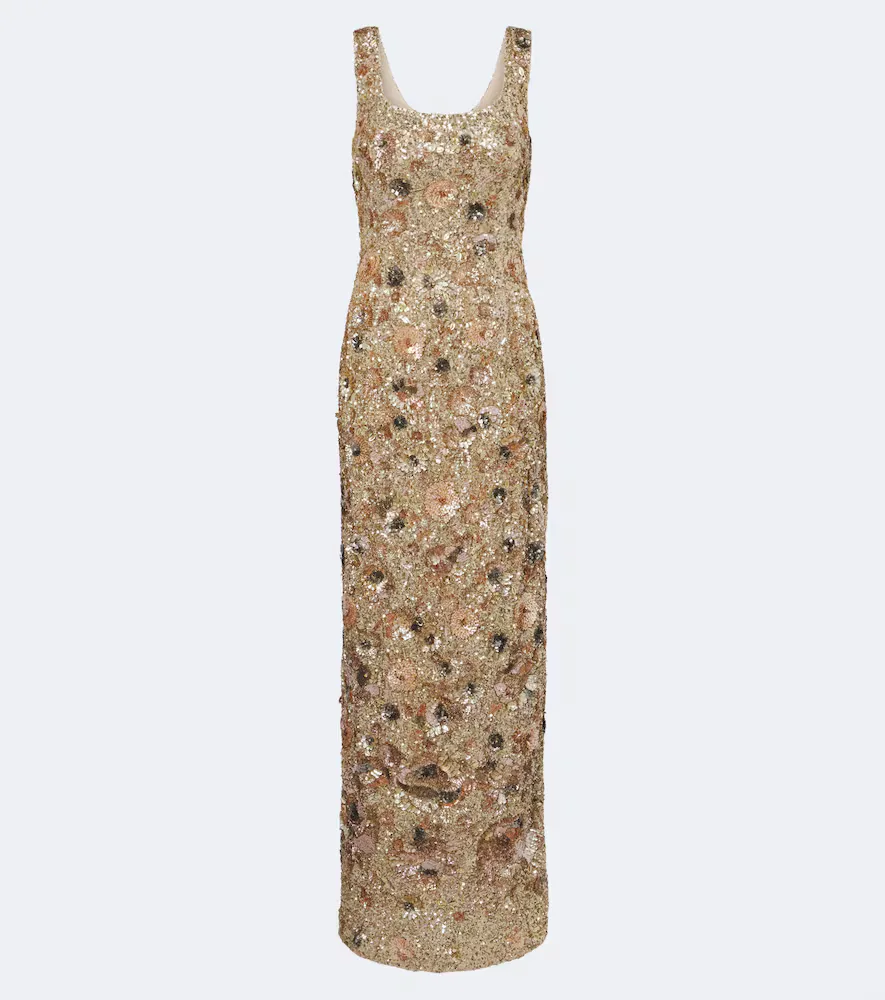 Cyprus Garden Floral Sequined Gown