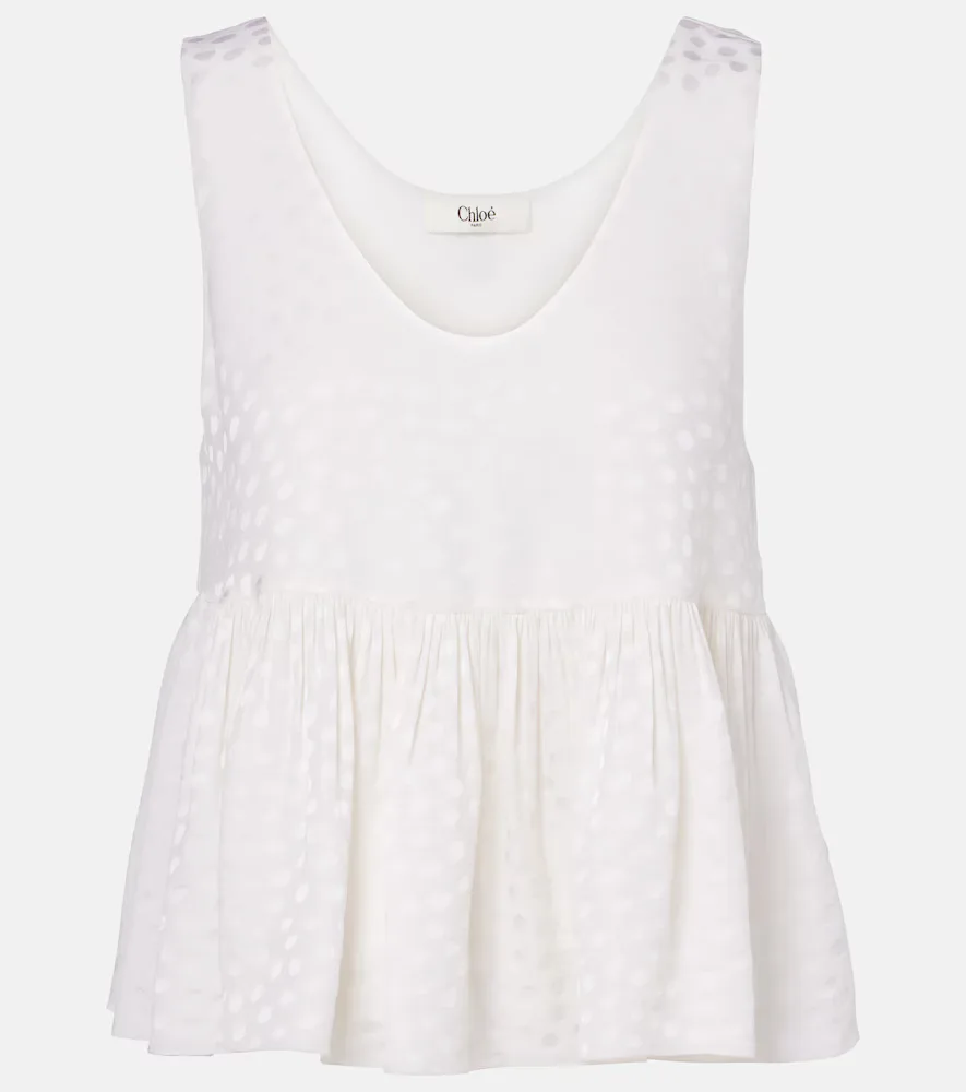 Polka-Dot Peplum Silk Top by Chloé