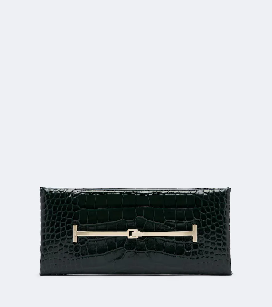 Arc Croc-Effect Patent Leather Clutch by Tom Ford