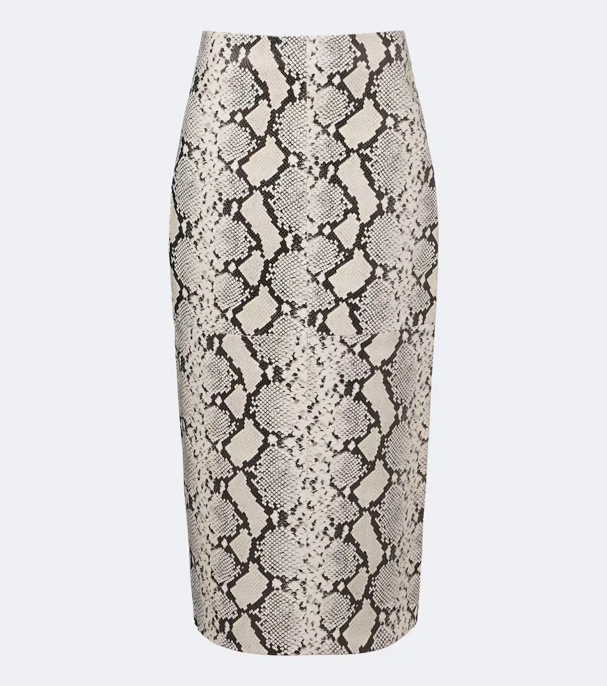 Snake-Effect Leather Midi Skirt by Rohe