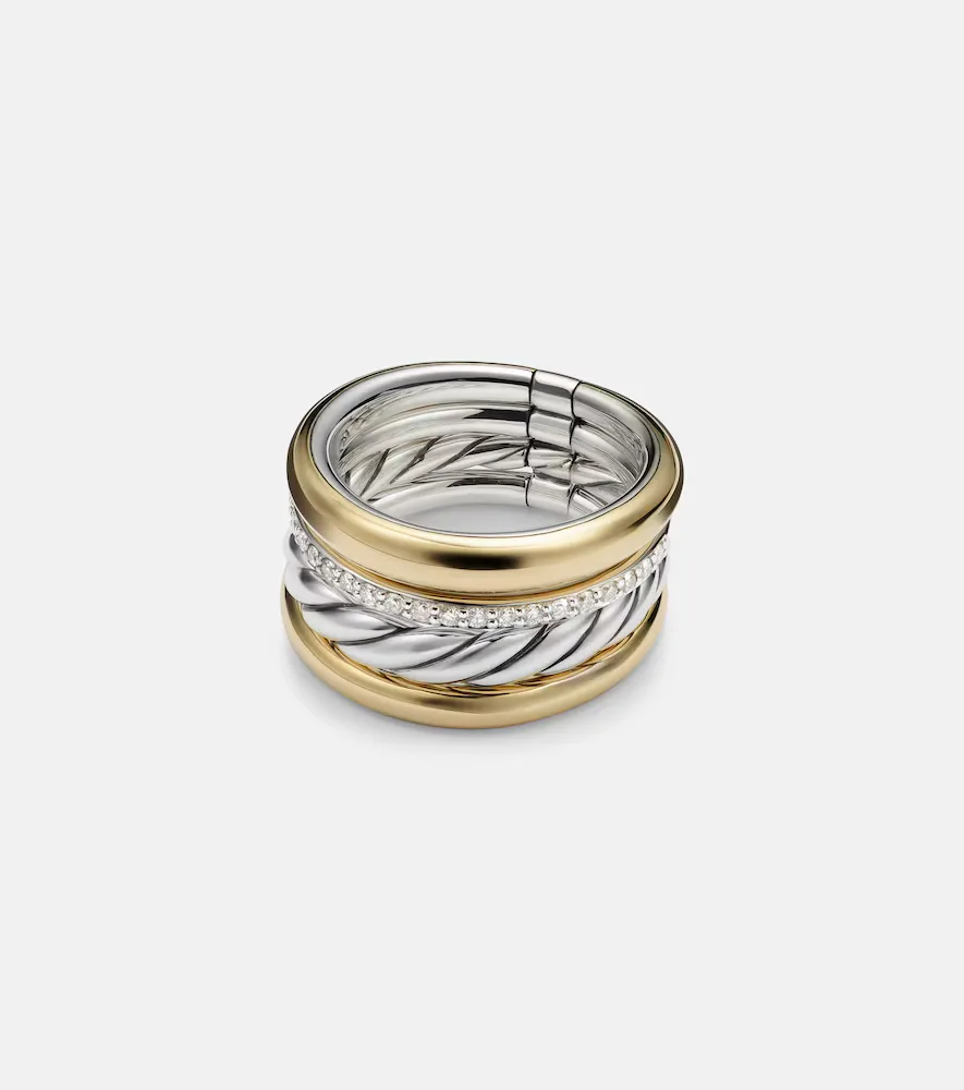 DY Mercer 18kt Gold and Sterling Silver Ring with Diamonds