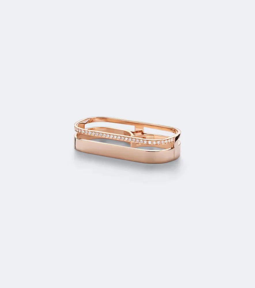 Berbere 18kt Rose Gold Double Ring with Diamonds by Repossi