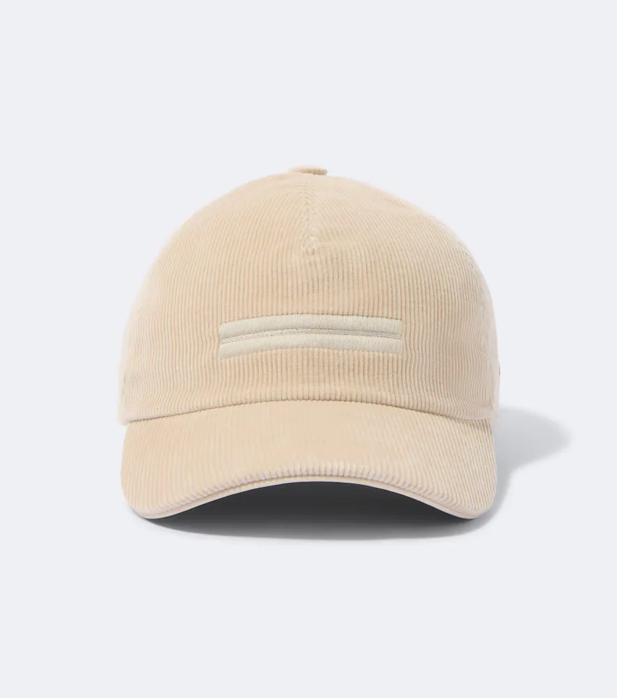 Leather-Trimmed Corduroy Baseball Cap by Zegna