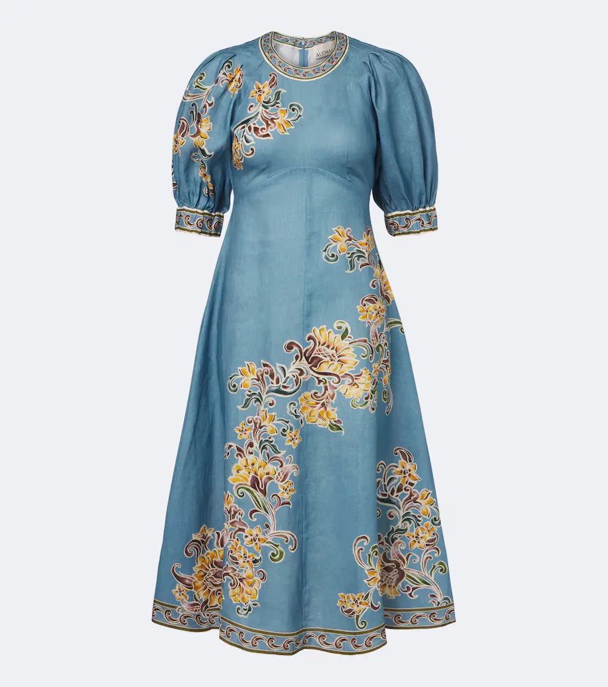 Joan Floral Linen Midi Dress by Alemais