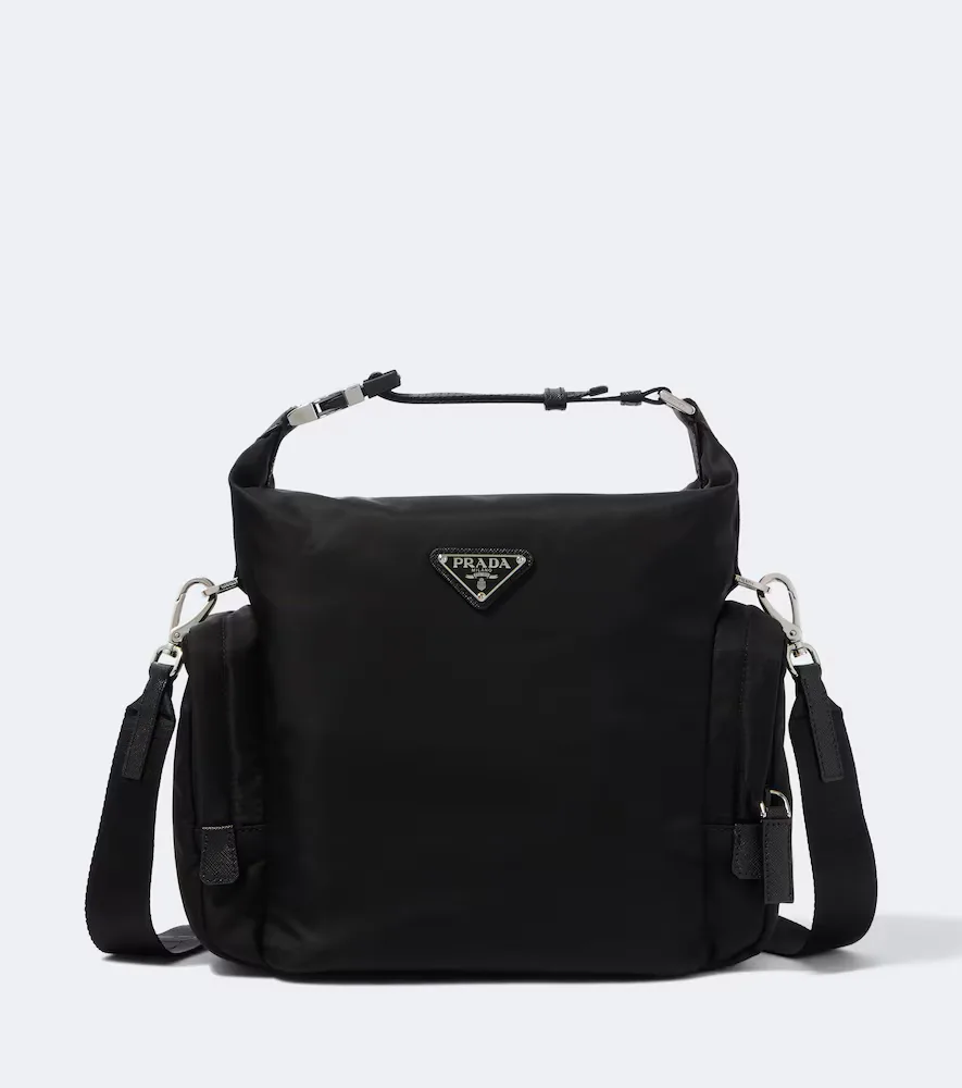 Re-Nylon Leather-Trimmed Shoulder Bag by Prada