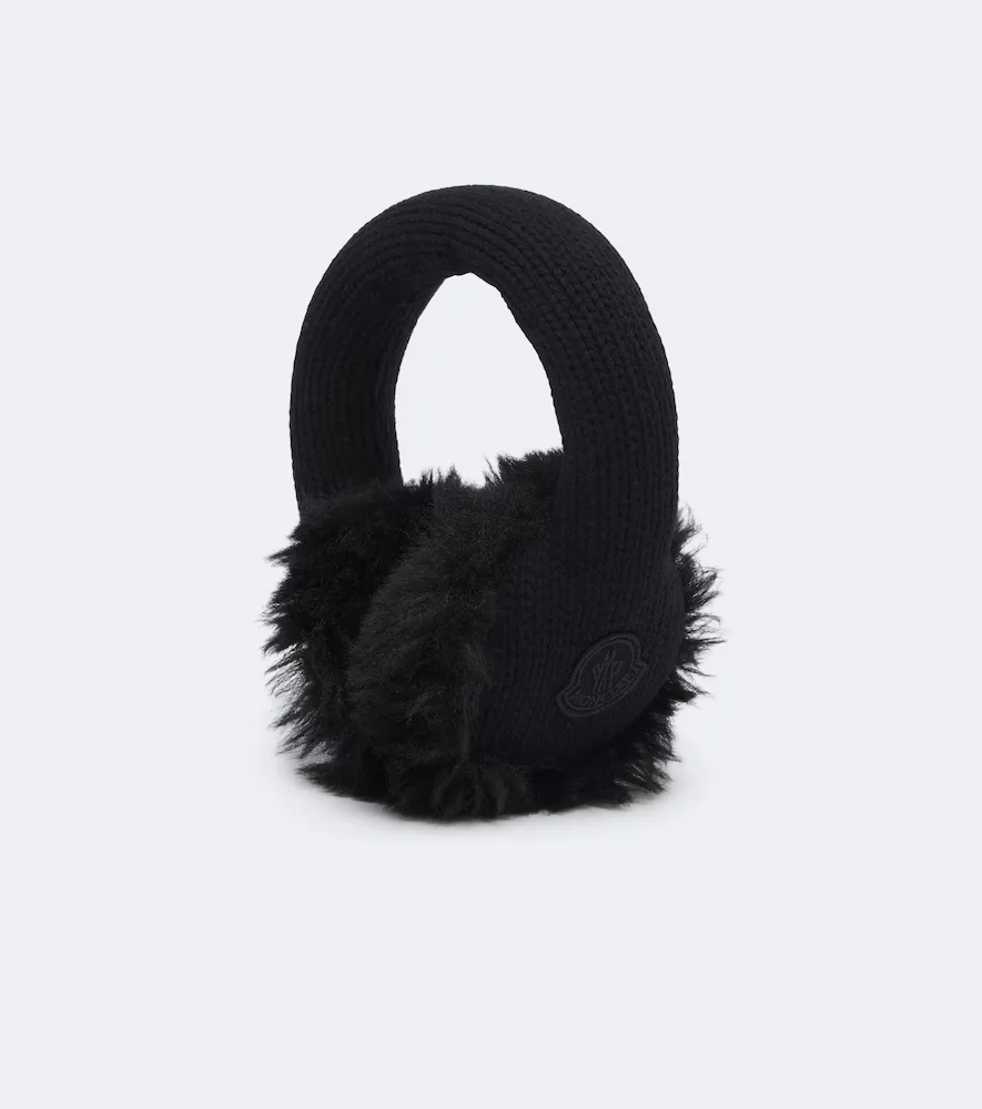 Logo Ribbed-Knit Virgin Wool Earmuffs by Moncler