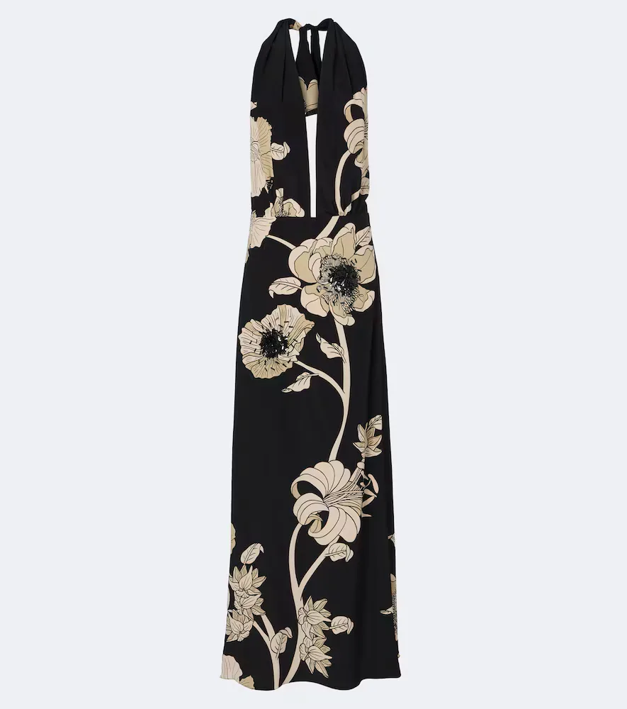 New Destiny Floral Silk Maxi Dress