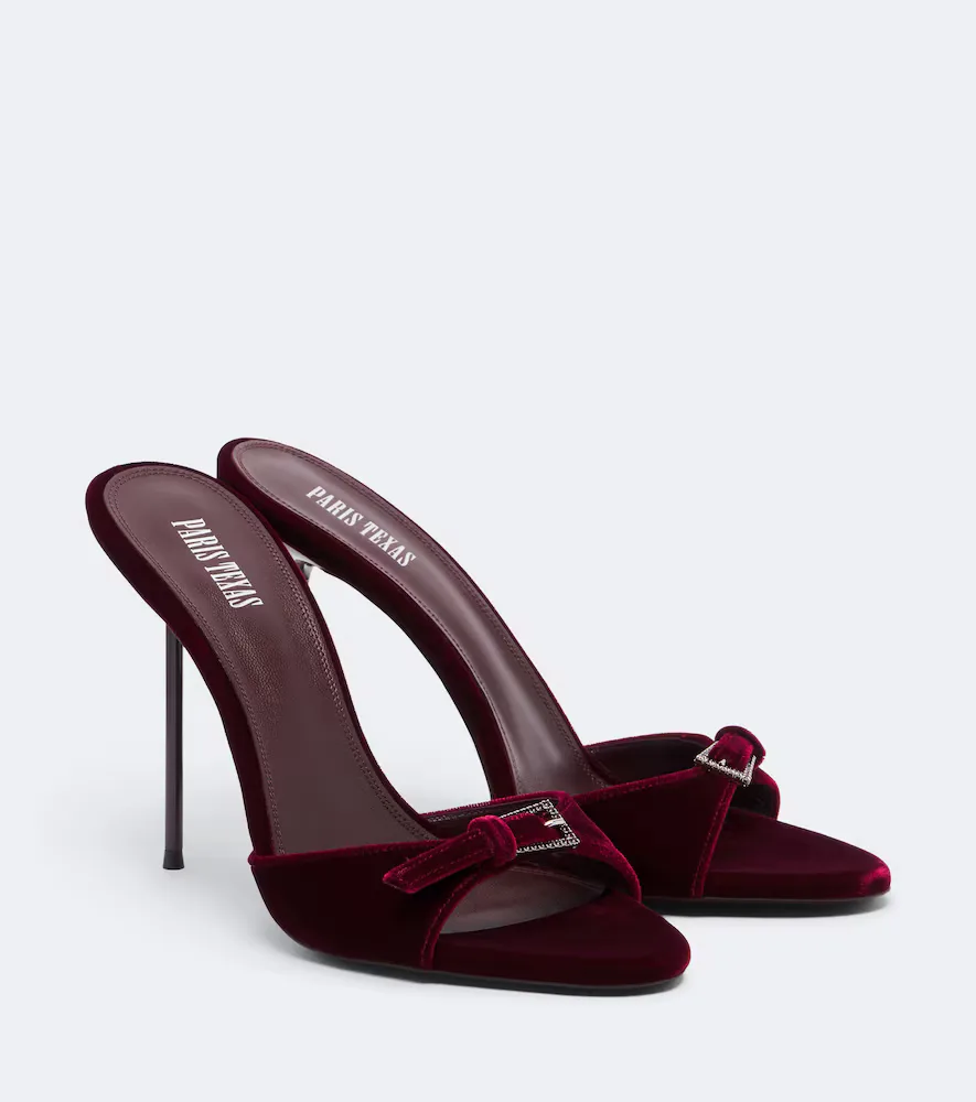 Lidia Buckle Embellished Velvet Mules by Paris Texas