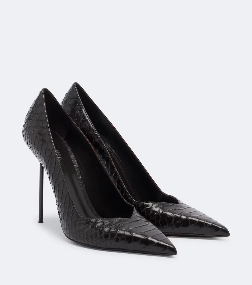 Lidia Croc-Effect Leather Pumps by Paris Texas