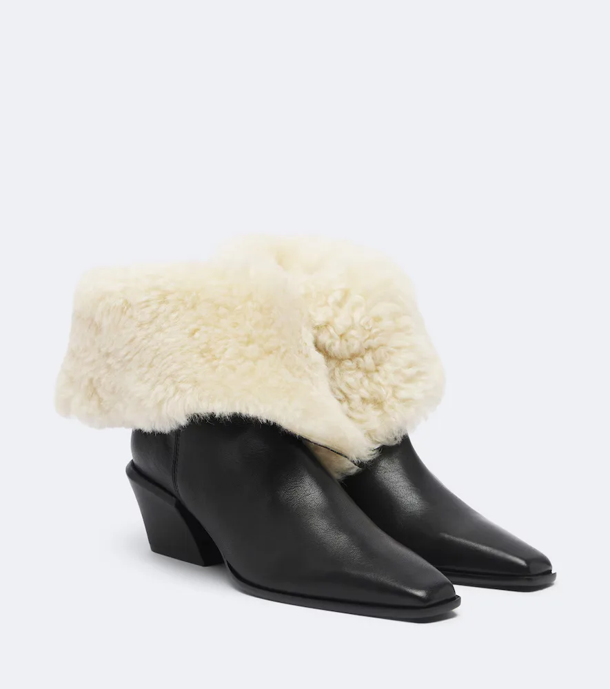 Bettina Shearling-Lined Leather Ankle Boots by Paris Texas