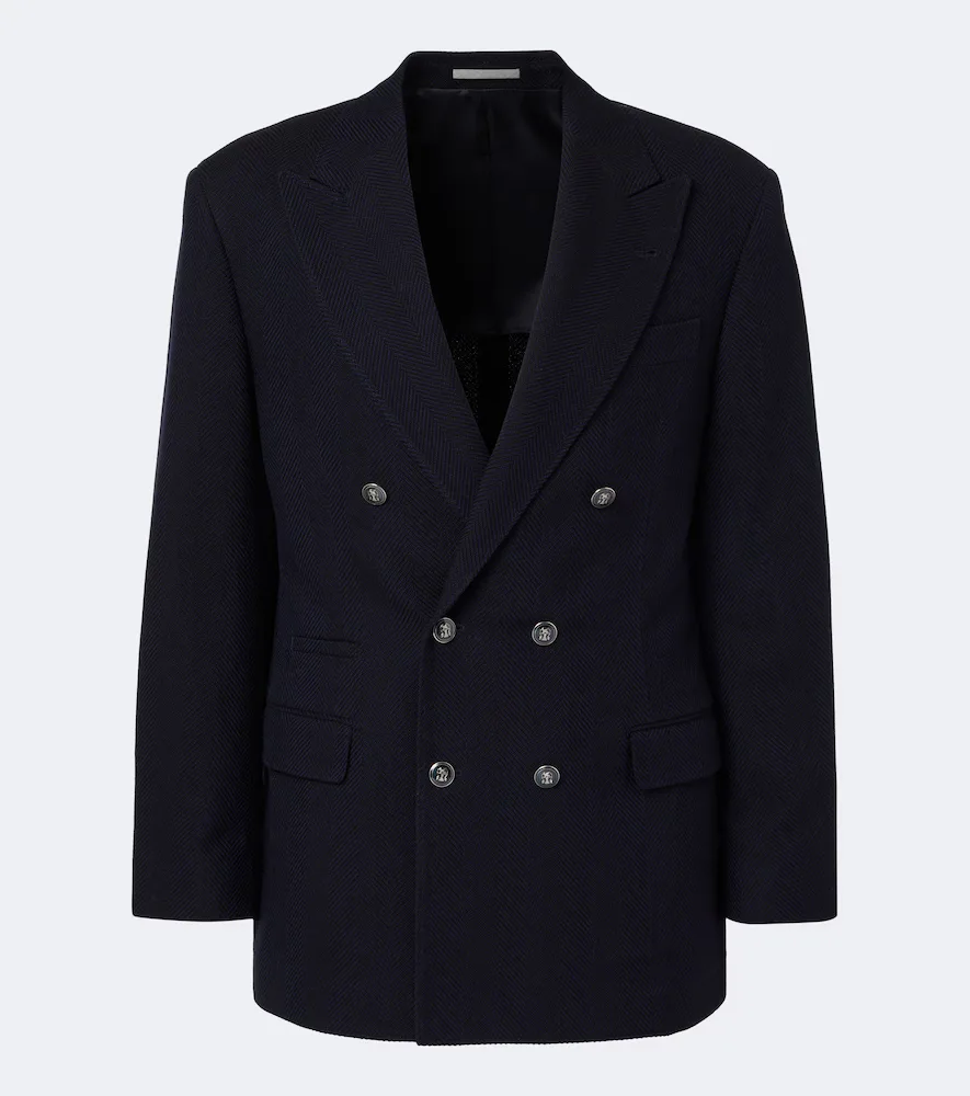 Herringbone Wool and Cotton Blazer