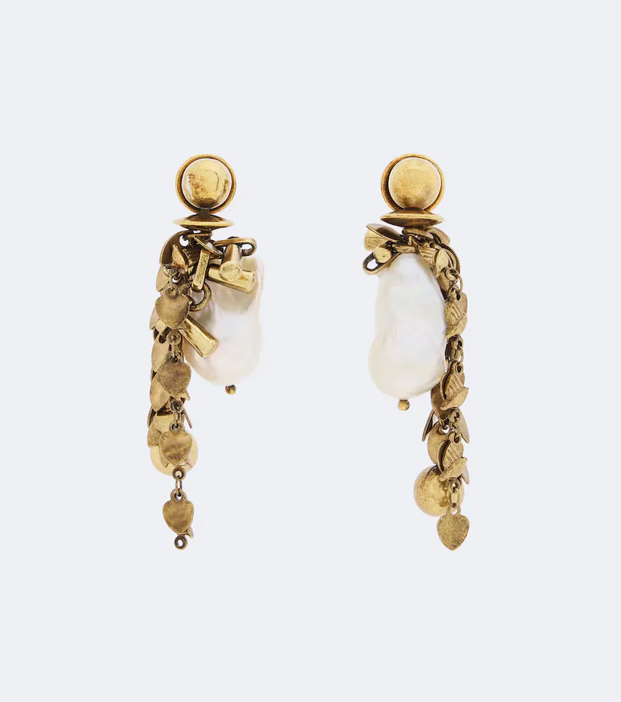 Embellished Pearl Drop Earrings by Dries Van Noten