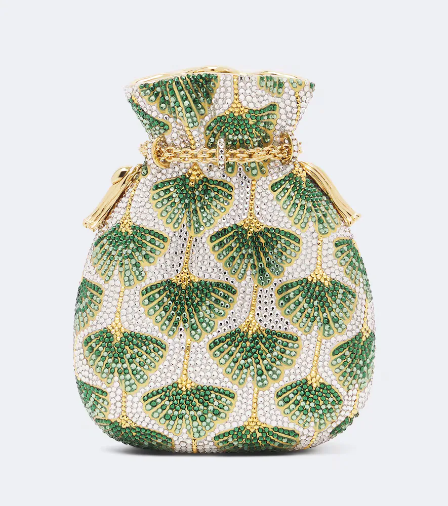 Ginkgo Crystal-Embellished Clutch