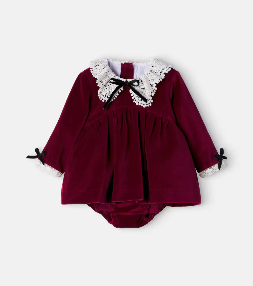 Antonella Cotton Velvet Dress and Bloomers Set by La Coqueta
