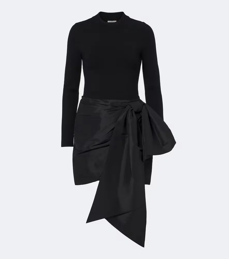 Bow-Detail Knitted Taffeta Minidress by Simkhai