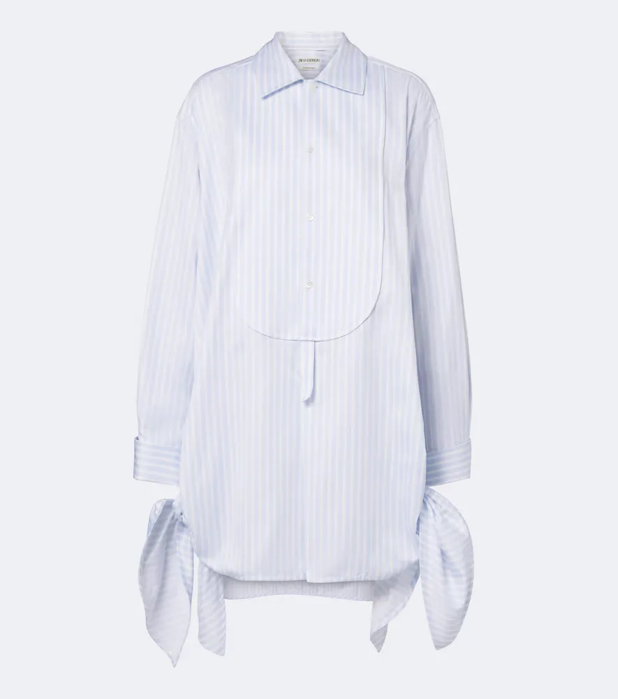 Striped Cotton Twill Shirt Dress