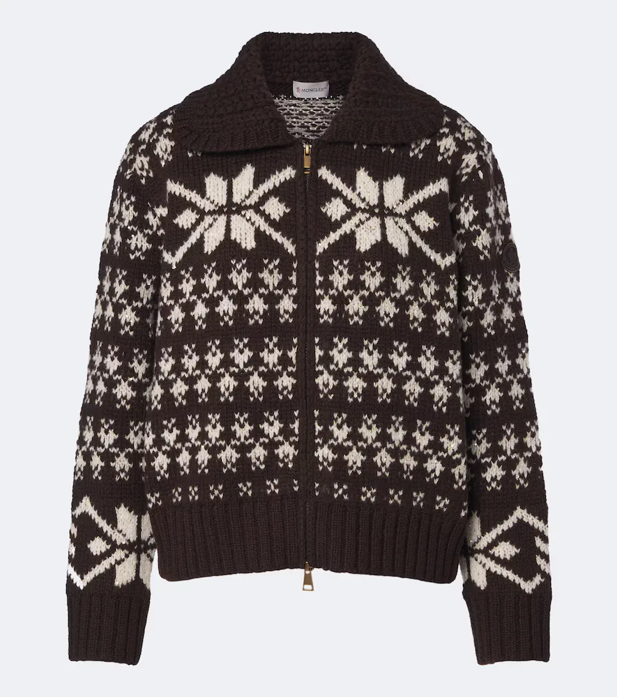 Fair Isle Sequined Wool-Blend Zip-Up Cardigan by Moncler