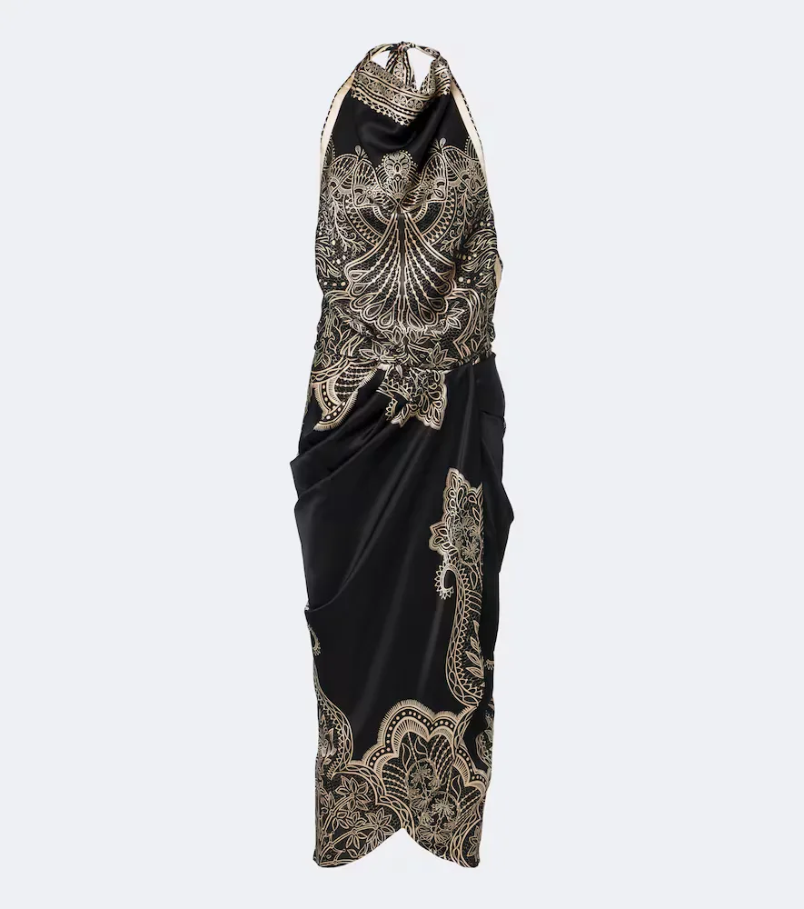 Printed Halterneck Silk Top by Johanna Ortiz