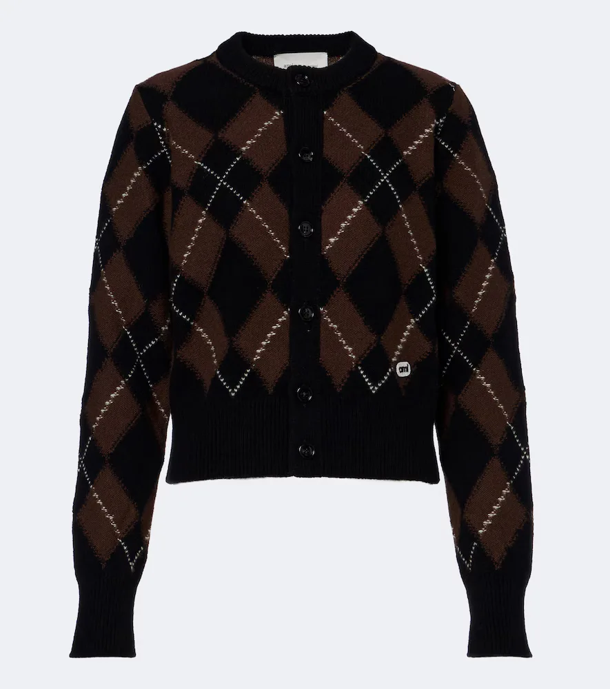 Argyle Virgin Wool Cardigan by Ami Paris