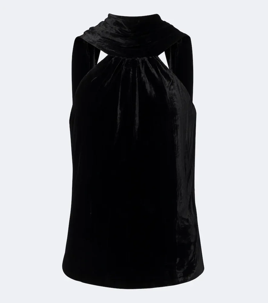 Scarlett Draped Caped Velvet Top by Simkhai