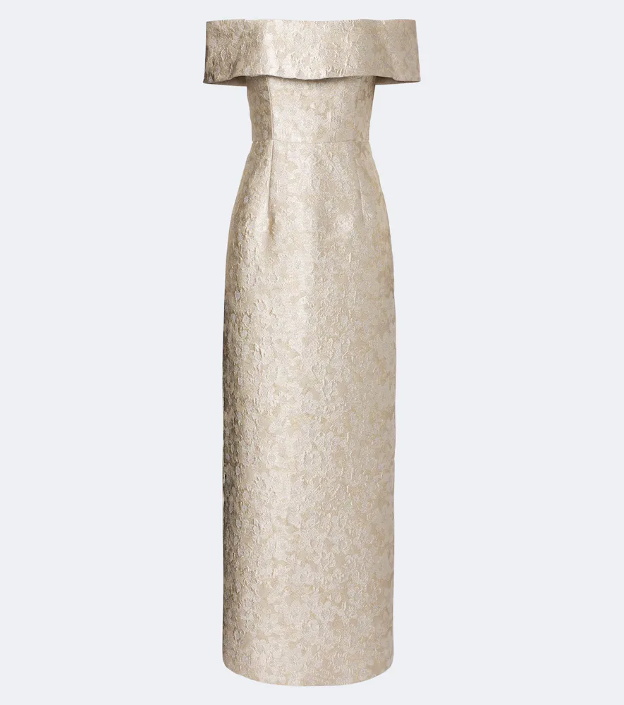 Clover Floral Brocade Bustier Gown by Markarian