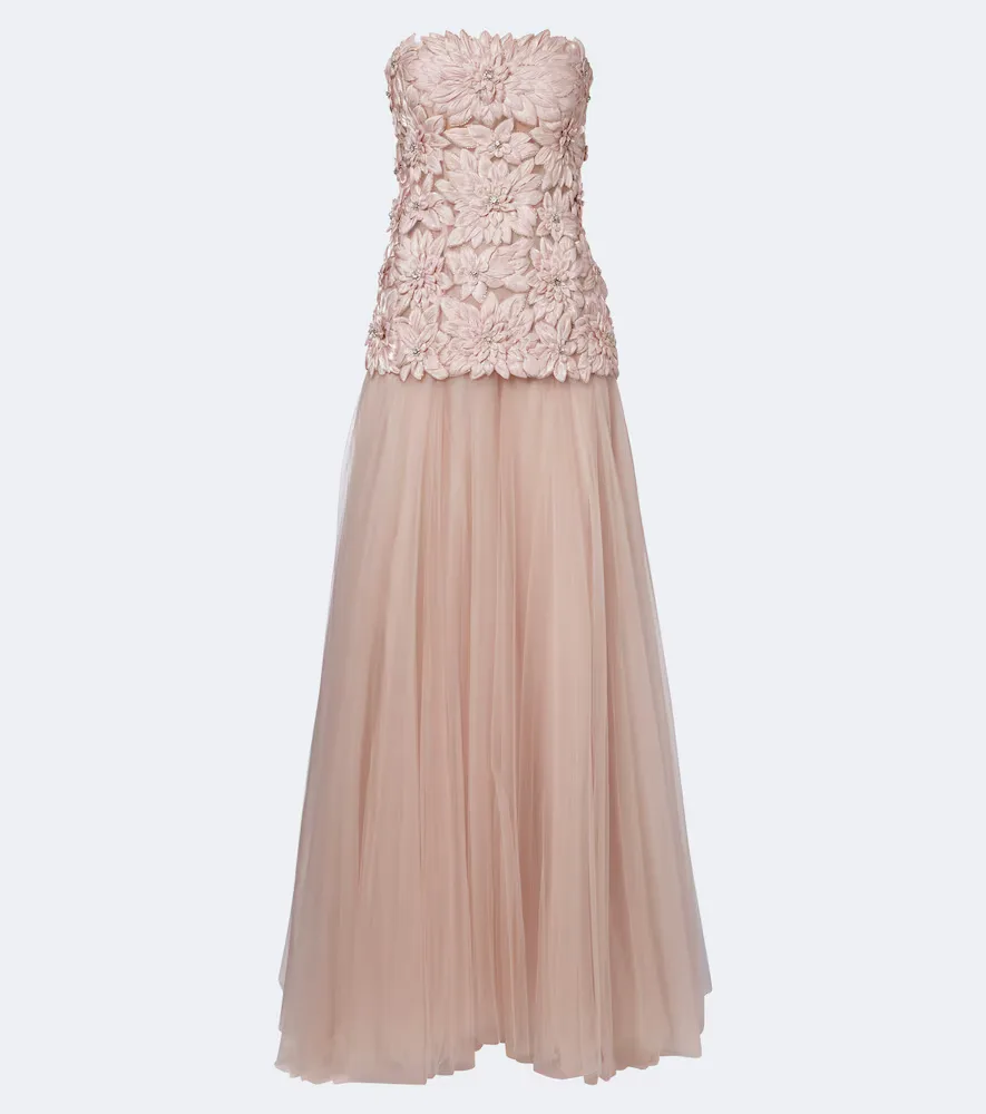 Gisella Embellished Satin and Tulle Gown