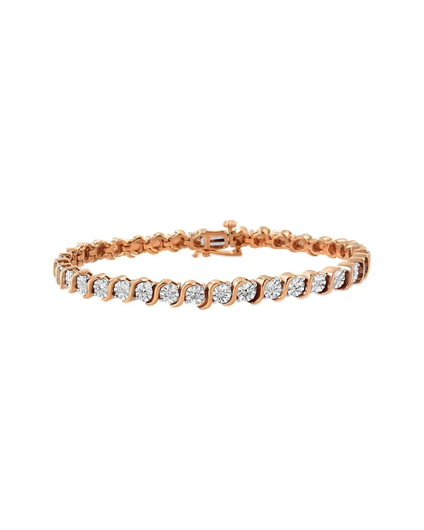 14K Rose Gold Over Silver 0.10 ct. tw. Diamond Link Bracelet by Haus of Brilliance