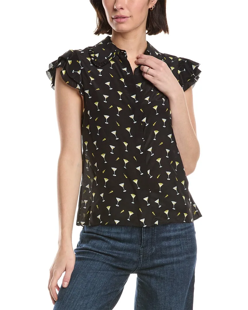 Martel Flutter Sleeve Silk Blouse by Alice + Olivia