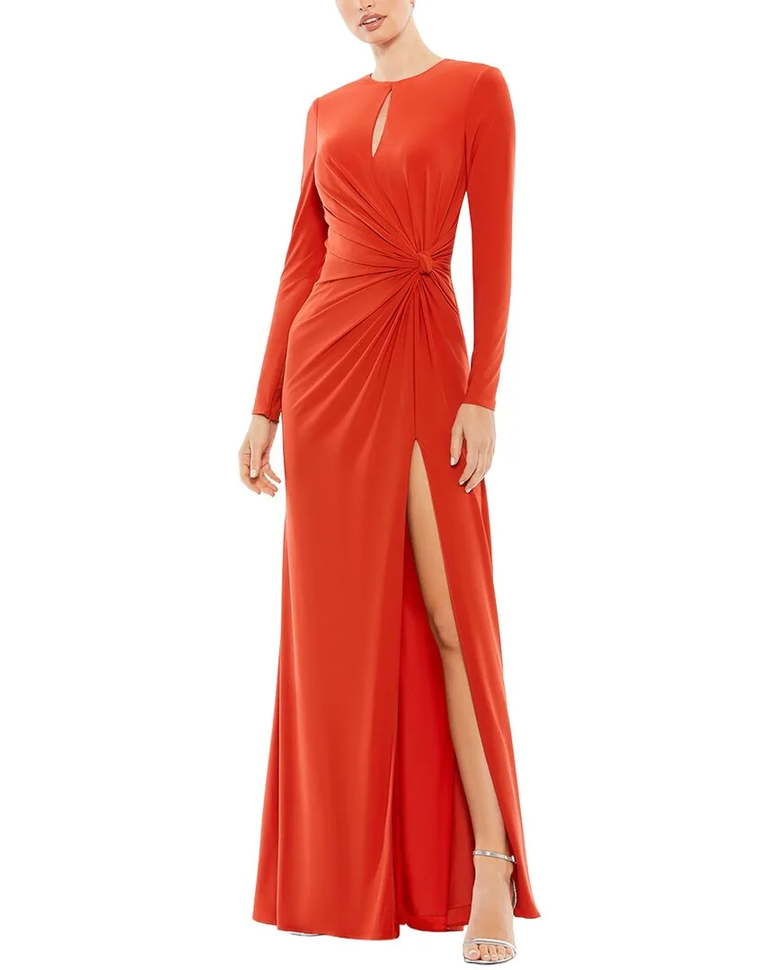 Mac Duggal Long Sleeve Keyhole Draped Gown by M.A.C.