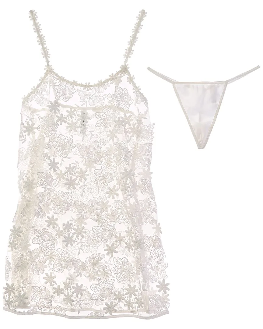 2Pc All-Over Lace Chemise & Thong Set by Flora Nikrooz