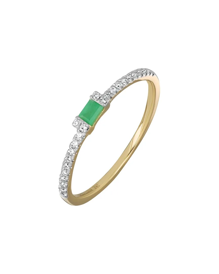 El Mar 18K 0.22 ct. tw. Diamond & 1 Emerald El Mar Emerald Stackable Ring