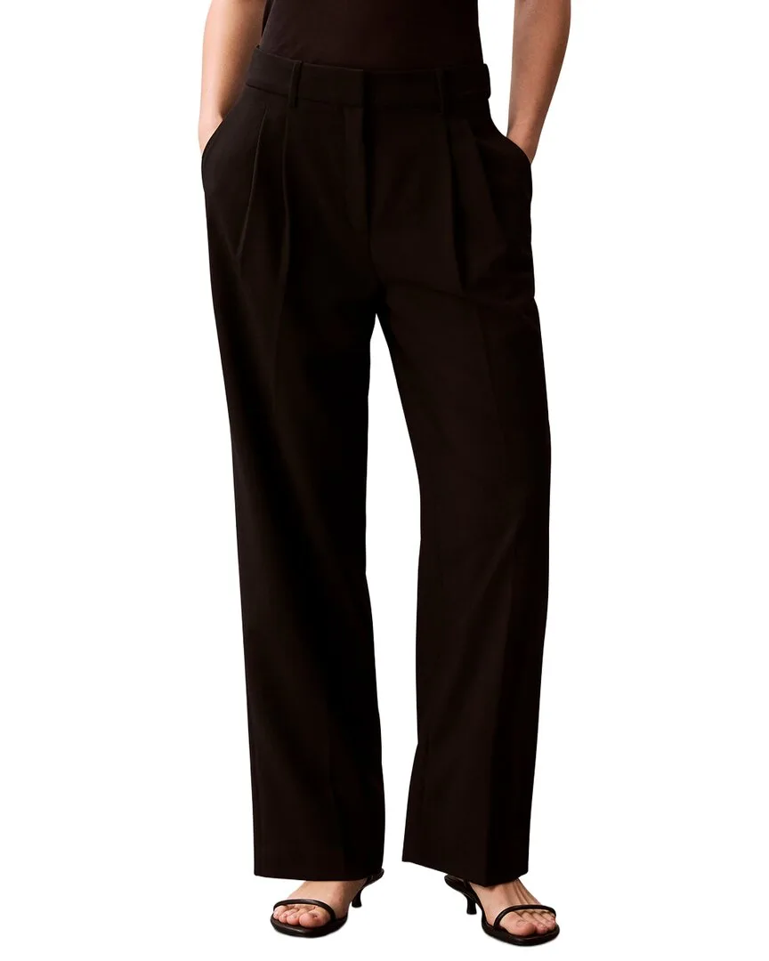 Smooth Stretch Pleated Wide Leg Pant by Calvin Klein