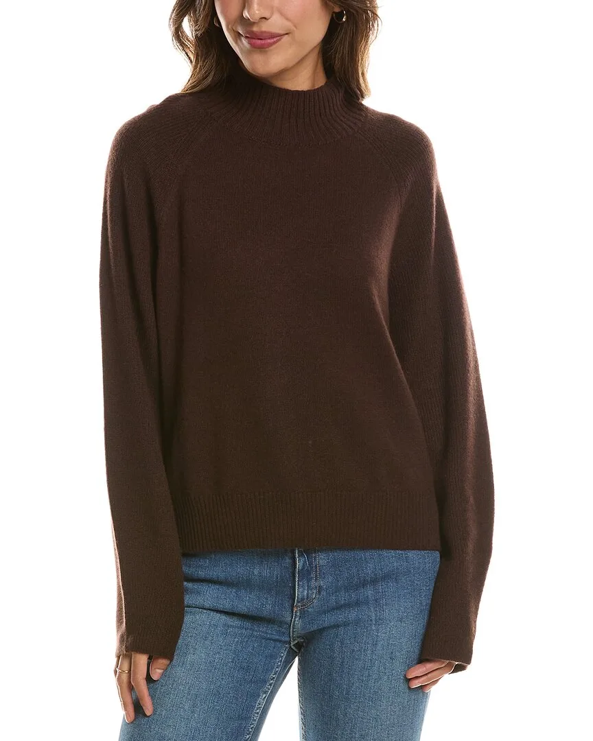 Mix Stitch Raglan Mock Neck 100% Cashmere Sweater