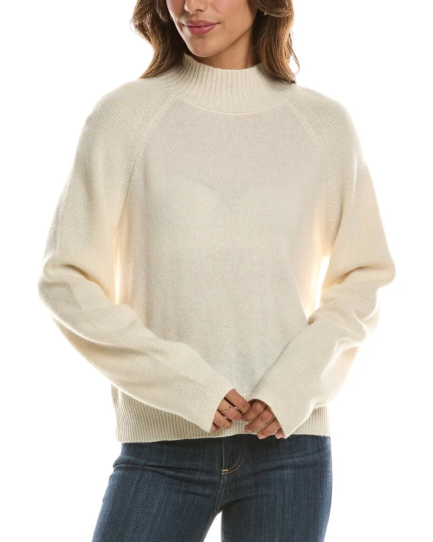 Mix Stitch Raglan Mock Neck 100% Cashmere Sweater
