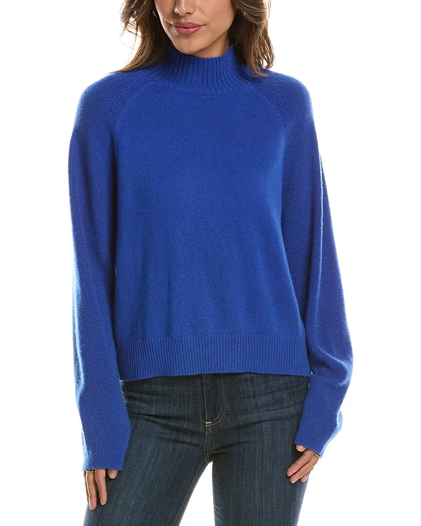 Mix Stitch Raglan Mock Neck 100% Cashmere Sweater