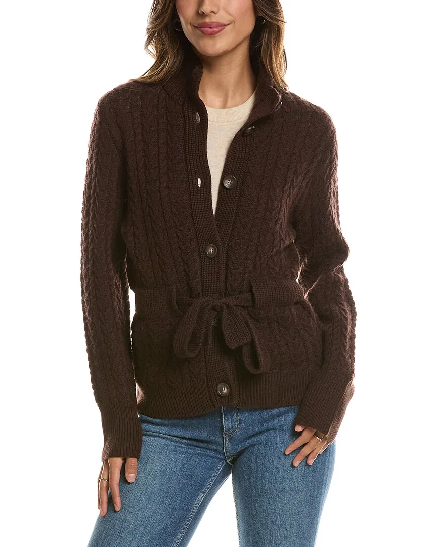 Military Cable Wool & Cashmere-Blend Cardigan by Forte Cashmere
