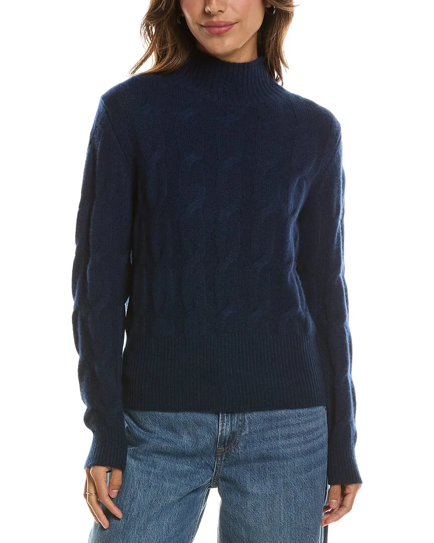 Cable Mock Neck 100% Cashmere Sweater by Forte Cashmere