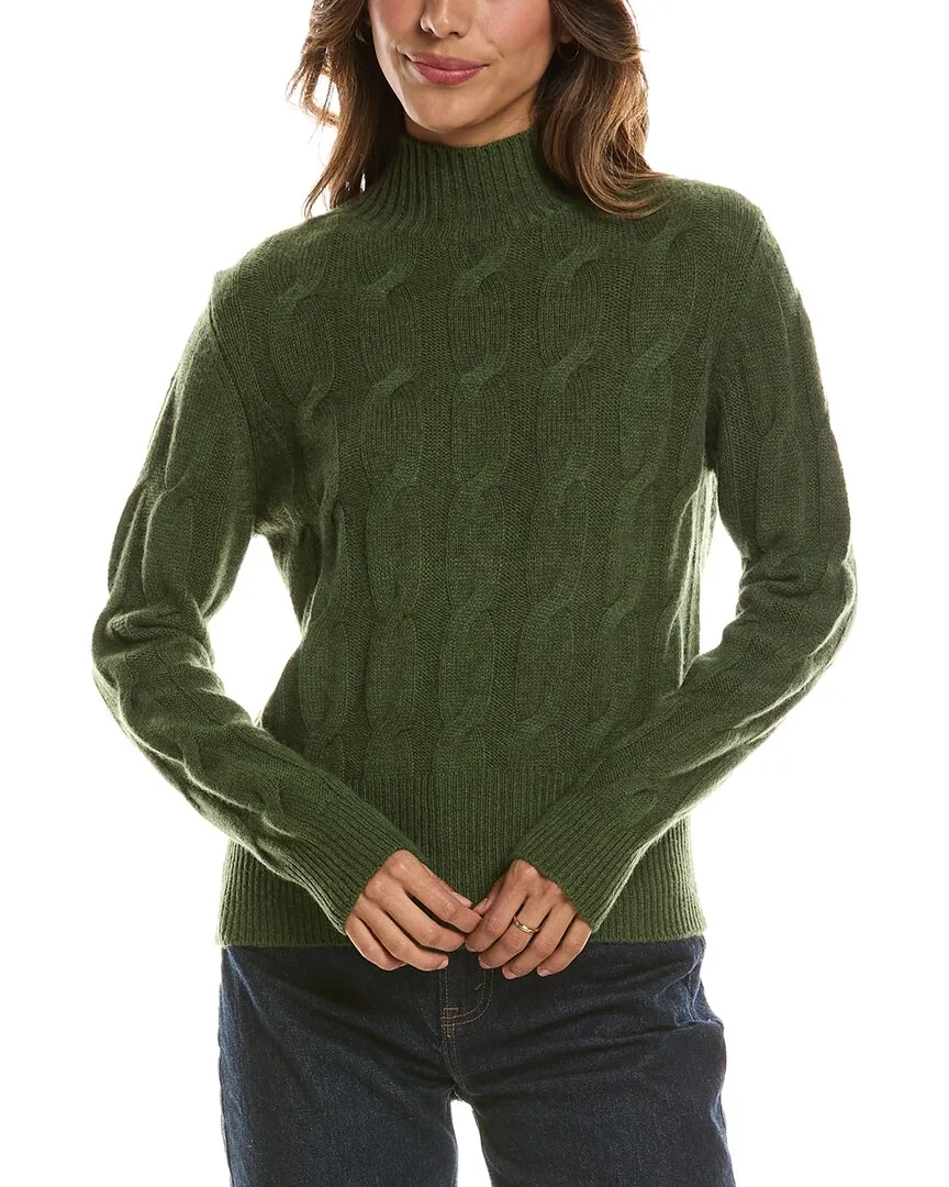 Cable Mock Neck 100% Cashmere Sweater