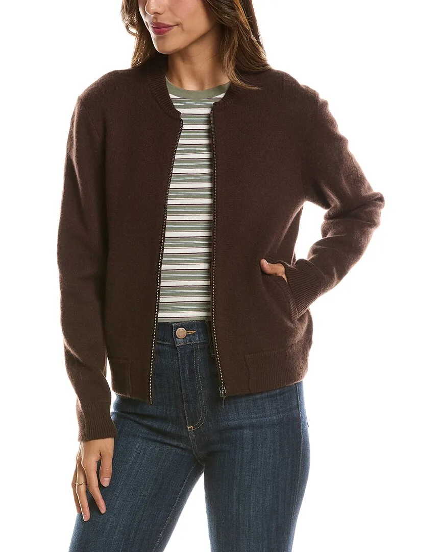 Zip 100% Cashmere Bomber Cardigan