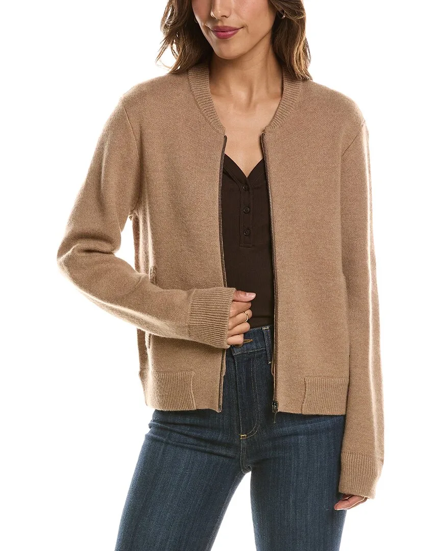 Zip 100% Cashmere Bomber Cardigan