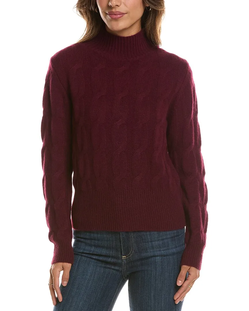 Cable Mock Neck 100% Cashmere Sweater