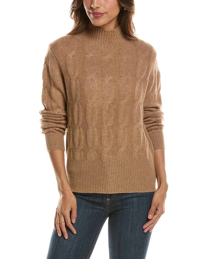 Cable Mock Neck 100% Cashmere Sweater