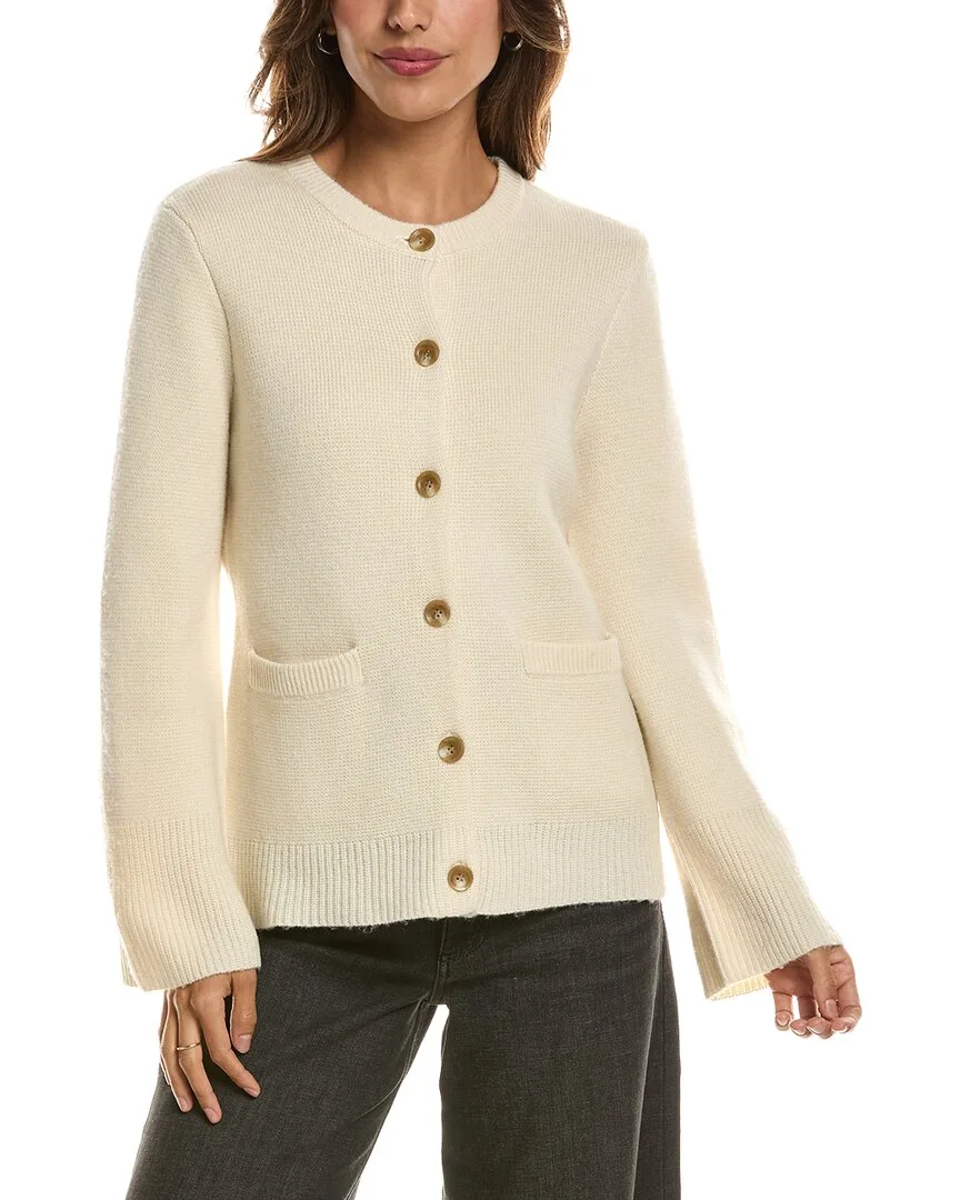 Double Knit Button Crew Wool & Cashmere-Blend Cardigan