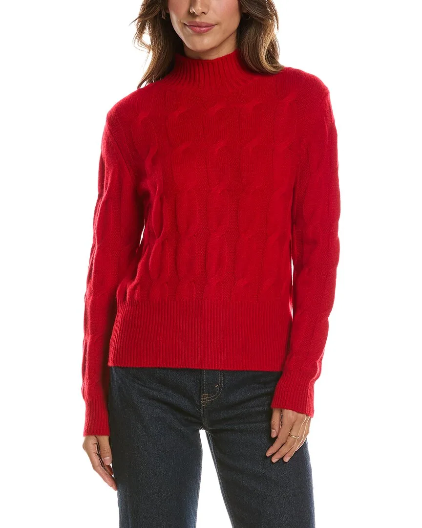 Cable Mock Neck 100% Cashmere Sweater